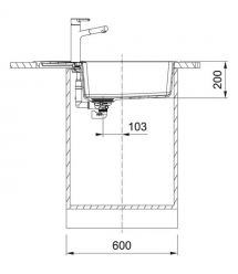 Franke Мойка кухонная Centro, фрагранит, прямоуг., с крылом, 780х500х200мм, чаша- 1, врезная, CNG 611-78 XL, черный матовый