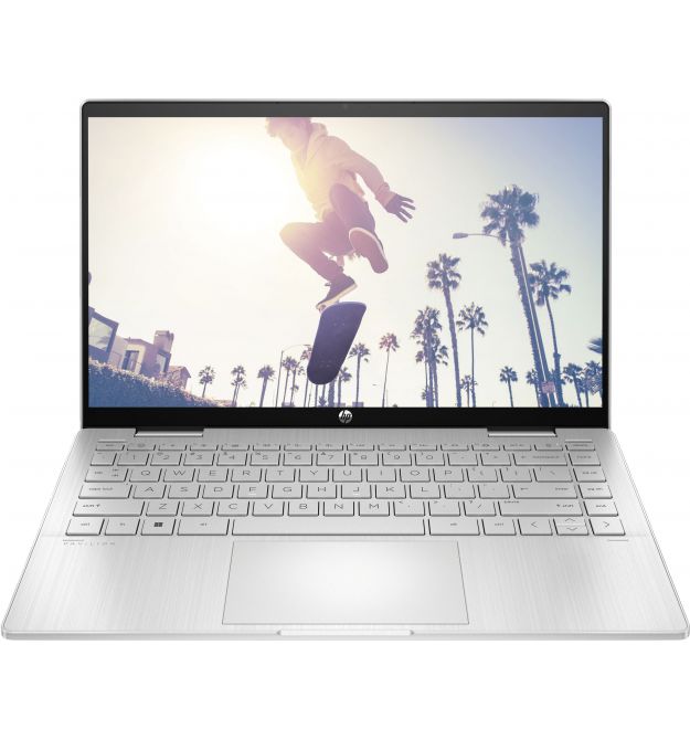 HP Ноутбук HP Pavilion x360 14-ek2007ua 14" FHD IPS Touch, Intel 3-100U, 8GB, F512GB, UMA, DOS, серебристый