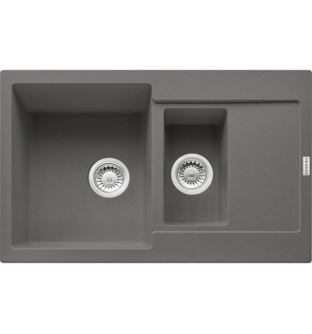 Franke Кухонная мойка Maris, фрагранит, прямоуг., с крылом, 780х500х200мм, чаша- 2, накладная, серый камень