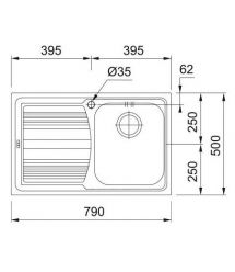 Franke Кухонная мойка Logica Line LLX 611-79/101.0381.810/нержав.сталь Декор/прямоугольная.,крыло слева/790х500х195/врезная