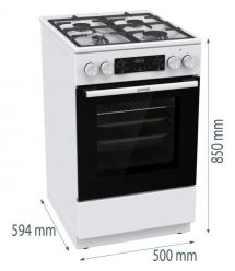 Gorenje Плита комби, 70л, 50x60см, дисплей, IconLed, чугун, белый