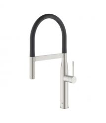 Grohe Смеситель для кухни Essence, длина излива - 240мм, поворотный/гибкий, 1рычаг, супер сталь.