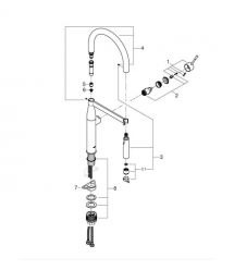 Grohe Смеситель для кухни Essence, длина излива - 240мм, поворотный/гибкий, 1рычаг, супер сталь.