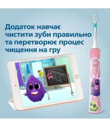 Philips Щетка зубная электр. Sonicare For Kids для детей , 62т. колеб/мин, насадок-2, Bluetooth, розовый