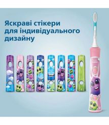 Philips Щетка зубная электр. Sonicare For Kids для детей , 62т. колеб/мин, насадок-2, Bluetooth, розовый