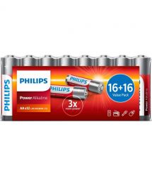 Philips Батарейка Philips Power Alkaline AA щелочная, пленка, 32 шт