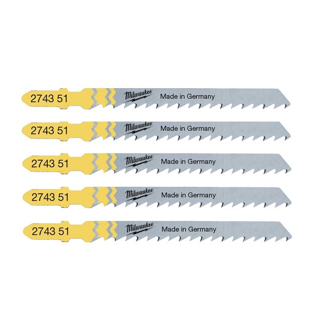Milwaukee Полотно пилочное для электролобзика T101D по дереву, шаг зуба 4мм х 75мм, 5шт