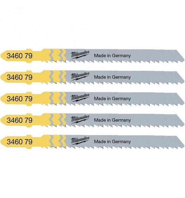 Milwaukee Полотно пилочное для лобзика T101BR, по дереву, шаг зуба 2.5мм х 75мм, 5шт