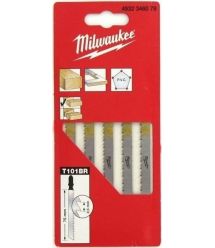 Milwaukee Полотно пилочное для лобзика T101BR, по дереву, шаг зуба 2.5мм х 75мм, 5шт