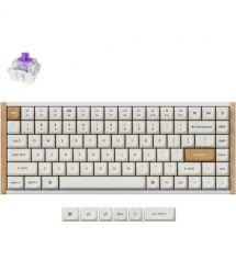 Keychron Клавиатура механическая K2HE 81Key, Gateron Double-Rail Magnetic Nebula, WL/BT/USB-A, QMK, Hot-swap, RGB, дерево,белый