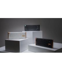 Keychron Клавиатура механическая K2HE 81Key, Gateron Double-Rail Magnetic Nebula, WL/BT/USB-A, QMK, Hot-swap, RGB, дерево,белый