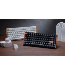Keychron Клавиатура механическая K2HE 81Key, Gateron Double-Rail Magnetic Nebula, WL/BT/USB-A, QMK, Hot-swap, RGB, дерево,белый