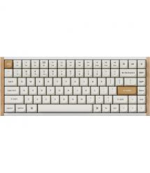 Keychron Клавиатура механическая K2HE 81Key, Gateron Double-Rail Magnetic Nebula, WL/BT/USB-A, QMK, Hot-swap, RGB, дерево,белый