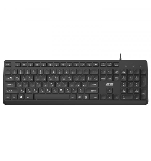 2E Клавиатура мембранная KS405 104key, USB-A, EN/UK, чёрный