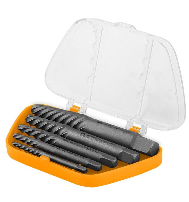 Tolsen Экстракторы для сломанных винтов, набор 5шт, для винтов М3-М18, CrMo, кейс