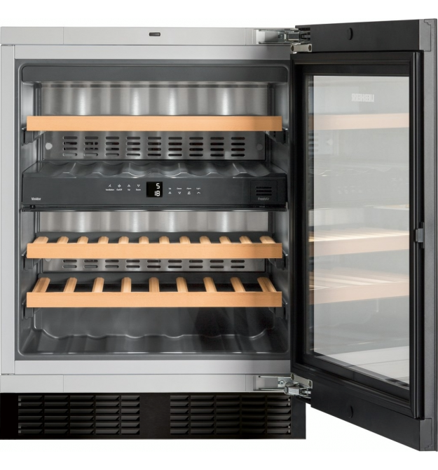 Liebherr Холодильник Liebherr встраиваемый для вина, 82x60х57.5, полок - 5, зон - 2, бут-34, ST, черный