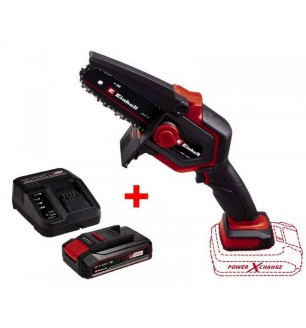 Einhell Пила цепная аккумуляторная GE-PS 18/15 Li BL Kit, PXC 18В, 1х2.5А·час, бесщеточная, шина 158мм, рез 125мм, 4.8м/с, 1.1кг