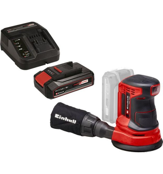 Einhell Шлифмашина эксцентриковая аккумуляторная TE-RS 18 Li Kit, 18В,акб 1х2.5А·час 125мм, 14000-22000кол/мин, 1.2кг