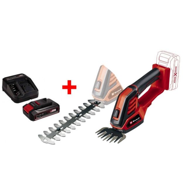 Einhell Ножницы для травы аккумуляторные GE-CG 18/100 Li Kit, 18В акб 1х2.5А·час PXC, 10см, шаг реза 8мм, 1.06кг