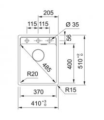 Franke Мойка кухонная Maris, фрагранит, прямоуг., без крыла, 410х510х200мм, чаша- 1, врезная, MRG 610-37 TL, черный матовый