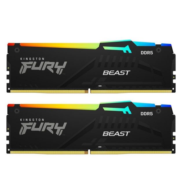 Kingston Память ПК DDR5 64GB KIT (32GBx2) 5200 FURY Beast RGB