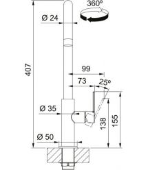Franke Смеситель для кухни Maris Slim J, дл.излива - 252мм, поворотный, 1 рычаг, черный матовый