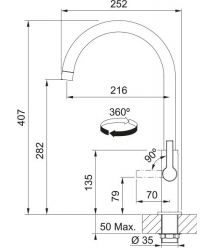 Franke Смеситель для кухни Maris Slim J, дл.излива - 252мм, поворотный, 1 рычаг, черный матовый