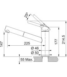 Franke Смеситель для кухни Orbit Pull Out, дл.излива - 225мм, вытяжной, 1 рычаг, хром-миндаль
