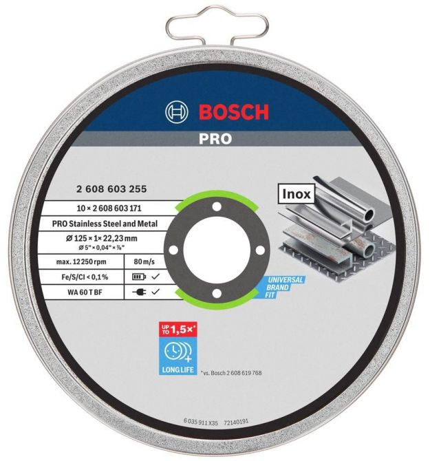 Bosch Диск отрезной Stand PRO по металлу, 125х1.0х22.2мм, 10шт