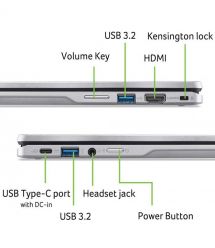 Acer Ноутбук Chromebook Spin CP314-2HN 14" WUXGA IPS Touch, Intel i3-N305, 8GB, F256GB, UMA, ChromeOS, серебристый