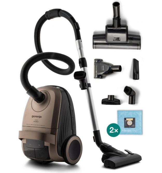 Gorenje Пылесос мешковый, 850Вт, конт пыль -3л, HEPA, телескопич трубка, бронзовый