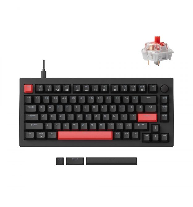 Lemokey Клавиатура механическая X4 84Key, Keychron Red, USB-A, QMK/VIA, Hot-Swap, EN/UKR, RGB, черный