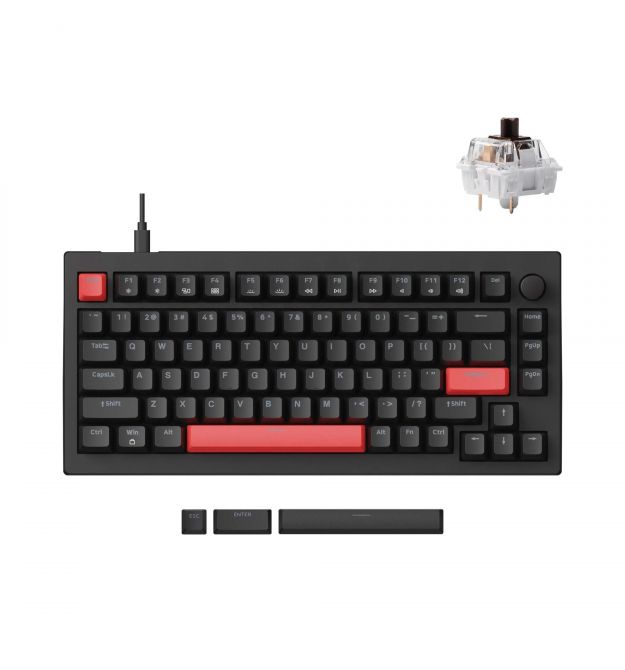 Lemokey Клавиатура механическая X4 84Key, Keychron Brown, USB-A, QMK/VIA, Hot-Swap, EN/UKR, RGB, черный
