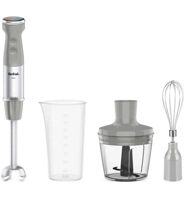 Tefal Блендер погружной Quickchef+ 1000Вт, 3в1, чаша-800мл, чопер-500мл, турборежим, серебристо-серый