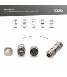 Digitus Коннектор CАТ 6A M12 F, X-coded, STP, IP67