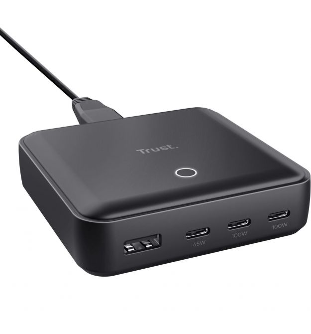 Trust Зарядное устройство сетевое Maxo 100Вт, 3xUSB-C/USB-A ,PD, чорний