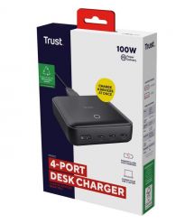 Trust Зарядное устройство сетевое Maxo 100Вт, 3xUSB-C/USB-A ,PD, чорний