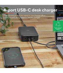 Trust Зарядное устройство сетевое Maxo 240Вт,GaN, 4xUSB-C,PD, чорний
