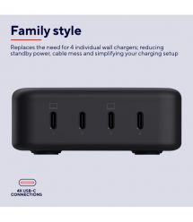 Trust Зарядное устройство сетевое Maxo 240Вт,GaN, 4xUSB-C,PD, чорний