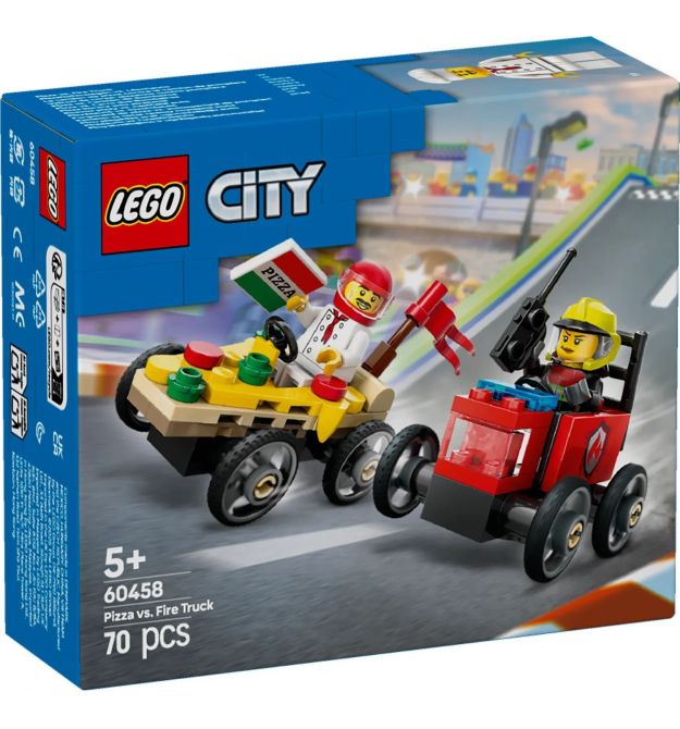 LEGO Конструктор City «Пицца-авто против пожарной машины» Набор перегонов