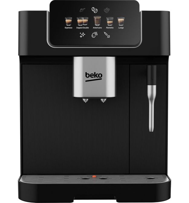Beko Кофемашина Beko 2.0л, зерно + молоко, ручной капучинатор, авторецептов - 5, черный