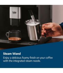 Beko Кофемашина Beko 2.0л, зерно + молоко, ручной капучинатор, авторецептов - 5, черный