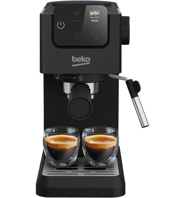 Beko Кофеварка Beko рожковая 1.1л, молотый, ручной капучинатор, подогрев чашек, авторецептов - 5, дисплей, черный