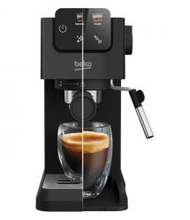 Beko Кофеварка Beko рожковая 1.1л, молотый, ручной капучинатор, подогрев чашек, авторецептов - 5, дисплей, черный