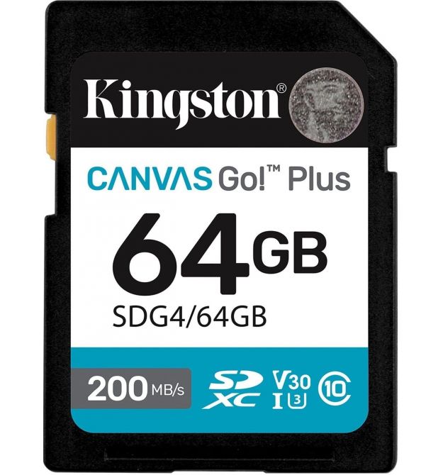 Kingston Карта памяти Kingston SD 64GB C10 UHS-I U3 V30 R200MB/s