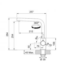 Franke Смеситель для кухни Lina L Shape, дл.излива - 212мм, поворотный, 1 рычаг, серый камень