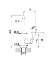 Franke Смеситель для кухни Lina L Shape, дл.излива - 212мм, поворотный, 1 рычаг, серый камень
