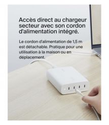 Belkin Зарядное устройство сетевое 200Вт 4хUSB-С GAN PD PPS, белый