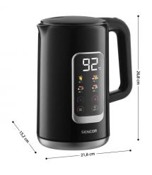 Sencor Электрочайник 1.7л, Strix, LED дисплей, двойные стенки, черный