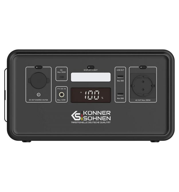 Könner & Söhnen Портативная электростанция KS 300PS, 300Вт/500Вт, 294Вт/ч, LifePo4, светодиодная лампа, 4.3кг